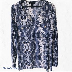 INC Large Long Sleeve Blouse Beautiful Print